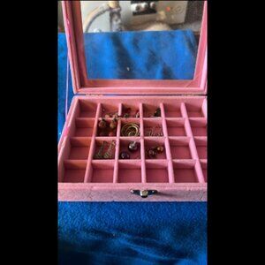 Jewelry box with 9 pair of gently used earrings